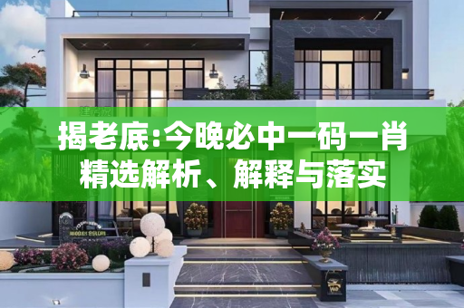 揭老底:今晚必中一码一肖精选解析、解释与落实