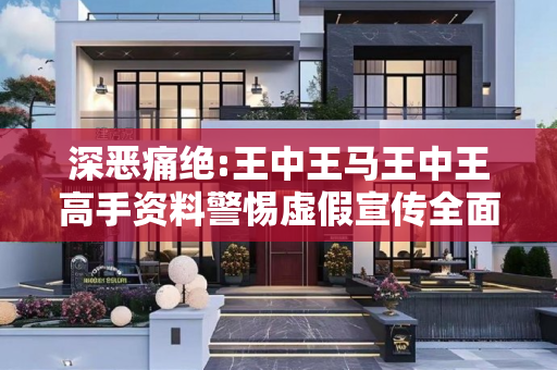 深恶痛绝:王中王马王中王高手资料警惕虚假宣传全面释义