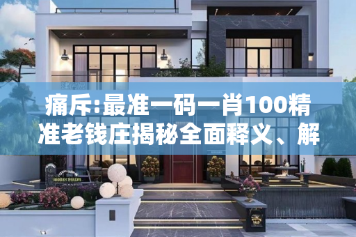 痛斥:最准一码一肖100精准老钱庄揭秘全面释义、解释与落实