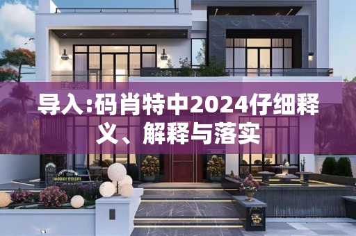 导入:码肖特中2024仔细释义、解释与落实
