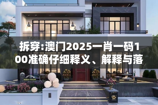 拆穿:澳门2025一肖一码100准确仔细释义、解释与落实
