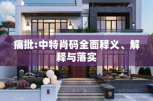 痛批:中特肖码全面释义、解释与落实
