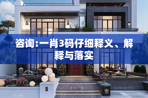 咨询:一肖3码仔细释义、解释与落实