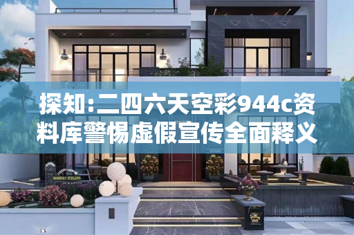 探知:二四六天空彩944c资料库警惕虚假宣传全面释义