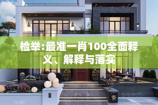 检举:最准一肖100全面释义、解释与落实