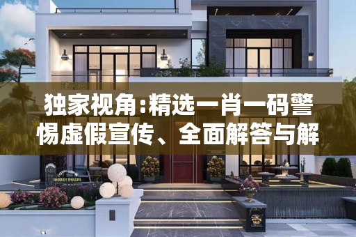 独家视角:精选一肖一码警惕虚假宣传、全面解答与解释