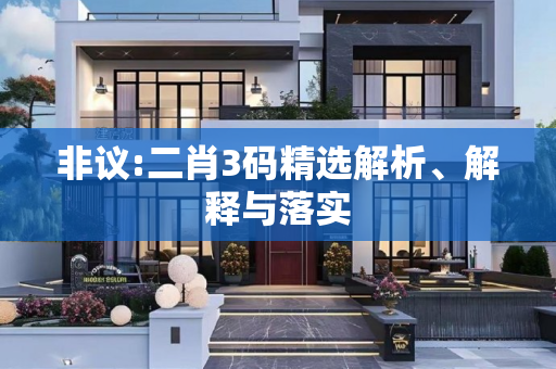 非议:二肖3码精选解析、解释与落实